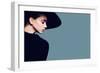 Portrait of Beautiful Girl in Hat in Profile, Posing in Studio-Yuliya Yafimik-Framed Photographic Print