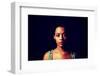 Portrait of Beautiful Serious Afro American Woman over Black Background-B-D-S-Framed Premium Photographic Print