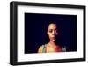 Portrait of Beautiful Serious Afro American Woman over Black Background-B-D-S-Framed Photographic Print