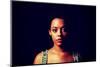 Portrait of Beautiful Serious Afro American Woman over Black Background-B-D-S-Mounted Photographic Print