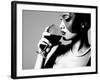 Portrait of Beautiful Young Woman with Wine Glass, Black and White Retro Stylization-khorzhevska-Framed Photographic Print