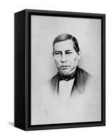 Portrait of Benito Juarez, Mexican Statesman and First Indian President of Mexico, 1806-1872-null-Framed Stretched Canvas