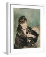 Portrait of Berthe Morisot, 1873-74-Edouard Manet-Framed Giclee Print