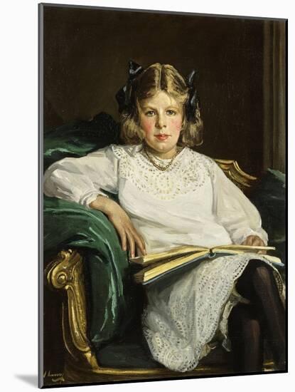 Portrait of Betty, Three-Quarter Length Seated, Reading a Book, 1915-Sir John Lavery-Mounted Giclee Print