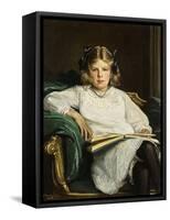 Portrait of Betty, Three-Quarter Length Seated, Reading a Book, 1915-Sir John Lavery-Framed Stretched Canvas