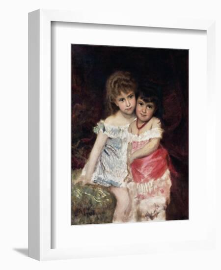 Portrait of Bianca and Amelia Pisani, Circa 1884-Michele Gordigiani-Framed Giclee Print