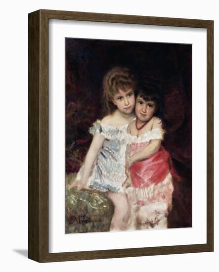 Portrait of Bianca and Amelia Pisani, Circa 1884-Michele Gordigiani-Framed Giclee Print