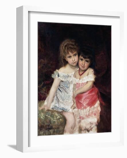 Portrait of Bianca and Amelia Pisani, Circa 1884-Michele Gordigiani-Framed Giclee Print