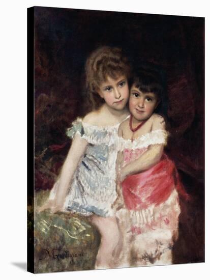 Portrait of Bianca and Amelia Pisani, Circa 1884-Michele Gordigiani-Stretched Canvas