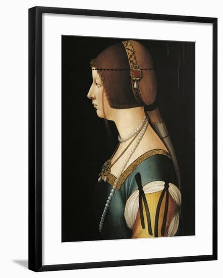 Portrait of Bianca Maria Sforza, Painting by Giovanni Ambrogio De Predis, 1493-null-Framed Giclee Print