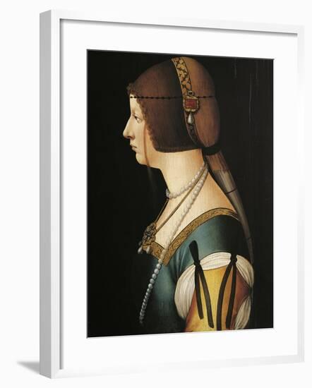 Portrait of Bianca Maria Sforza, Painting by Giovanni Ambrogio De Predis, 1493-null-Framed Giclee Print