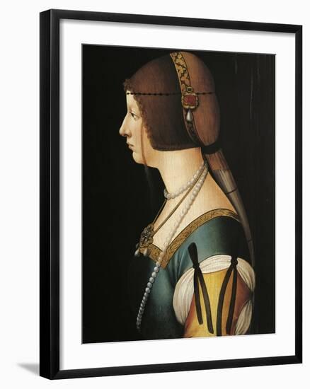 Portrait of Bianca Maria Sforza, Painting by Giovanni Ambrogio De Predis, 1493-null-Framed Giclee Print