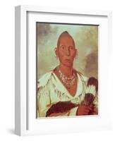 Portrait of Black Hawk, Indian Chief-George Catlin-Framed Giclee Print