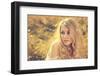 Portrait of Blonde Woman on Nature Background-brickrena-Framed Photographic Print