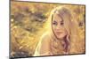 Portrait of Blonde Woman on Nature Background-brickrena-Mounted Photographic Print