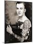 Portrait of Bob Shaw Showing of His Tattooed Sleeves by Bert Grimm, C.1942-null-Mounted Photographic Print