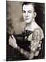 Portrait of Bob Shaw Showing of His Tattooed Sleeves by Bert Grimm, C.1942-null-Mounted Photographic Print