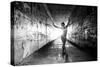 Portrait of body builder woman in tunnel, Seattle, Washington, USA-Pete Saloutos-Stretched Canvas