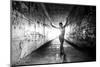 Portrait of body builder woman in tunnel, Seattle, Washington, USA-Pete Saloutos-Mounted Photographic Print