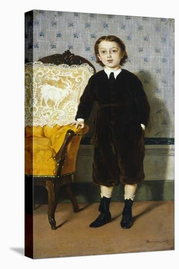 Portrait of Boy Standing-Odoardo Borrani-Stretched Canvas