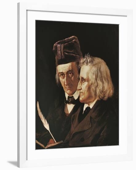 Portrait of Brothers Jacob and Wilhelm Grimm, 1855-Elisabeth Maria Anna Jerichau-Baumann-Framed Giclee Print