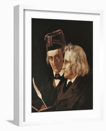 Portrait of Brothers Jacob and Wilhelm Grimm, 1855-Elisabeth Maria Anna Jerichau-Baumann-Framed Giclee Print