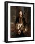 'Portrait of Captain George Edgecumbe (1720-1795), with the 'Salisbury' in the Background, a 50-Gun-Joshua Reynolds-Framed Giclee Print