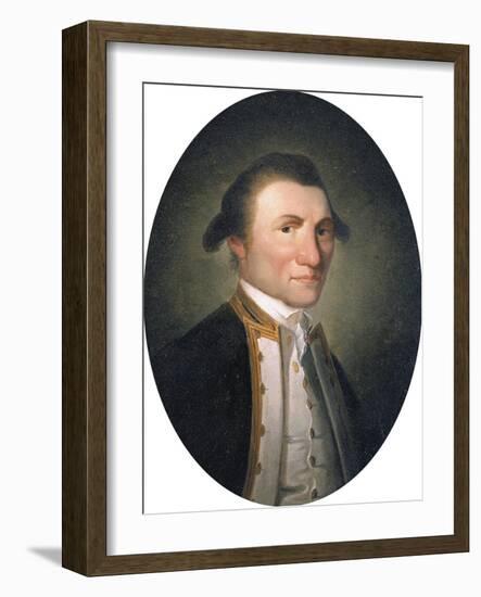 Portrait of Captain James Cook, R.N. (1728-1779), in Captain's Uniform in a Painted Oval-null-Framed Giclee Print