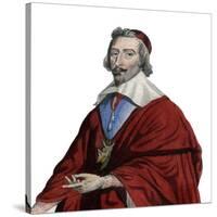 Portrait of Cardinal Richelieu (Armand Jean du Plessis), French clergyman, noble, and statesman-French School-Stretched Canvas