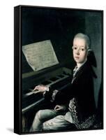 Portrait of Carl Graf Firmian at the Piano, Formerly Thought to be Mozart (1756-91)-Franz Thaddaus Helbling-Framed Stretched Canvas