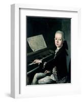 Portrait of Carl Graf Firmian at the Piano, Formerly Thought to be Mozart (1756-91)-Franz Thaddaus Helbling-Framed Premium Giclee Print