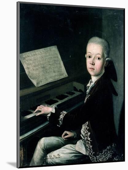 Portrait of Carl Graf Firmian at the Piano, Formerly Thought to be Mozart (1756-91)-Franz Thaddaus Helbling-Mounted Premium Giclee Print