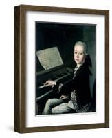 Portrait of Carl Graf Firmian at the Piano, Formerly Thought to be Mozart (1756-91)-Franz Thaddaus Helbling-Framed Giclee Print