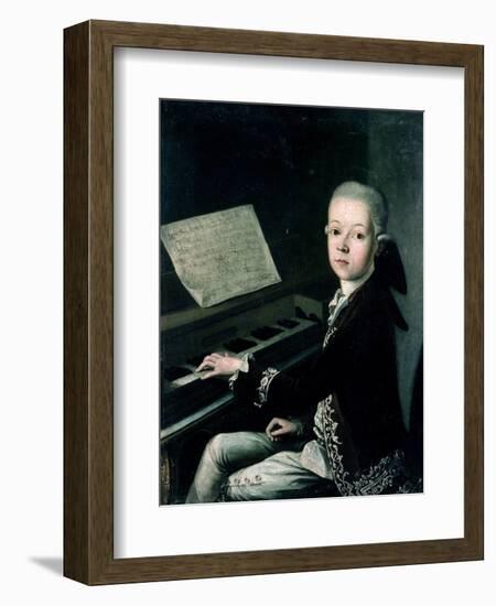 Portrait of Carl Graf Firmian at the Piano, Formerly Thought to be Mozart (1756-91)-Franz Thaddaus Helbling-Framed Giclee Print