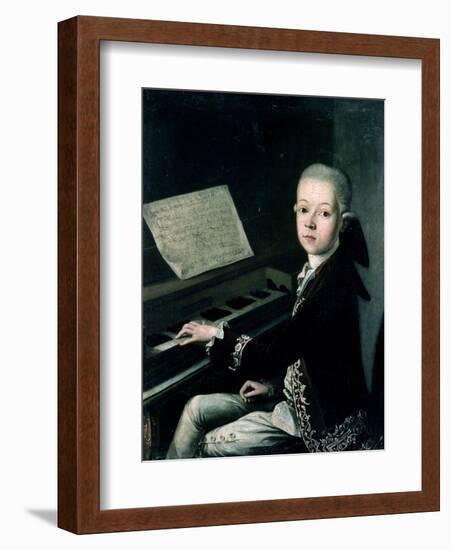 Portrait of Carl Graf Firmian at the Piano, Formerly Thought to be Mozart (1756-91)-Franz Thaddaus Helbling-Framed Giclee Print