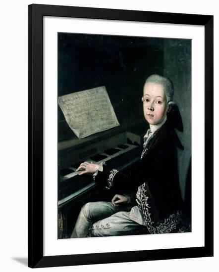 Portrait of Carl Graf Firmian at the Piano, Formerly Thought to be Mozart (1756-91)-Franz Thaddaus Helbling-Framed Giclee Print