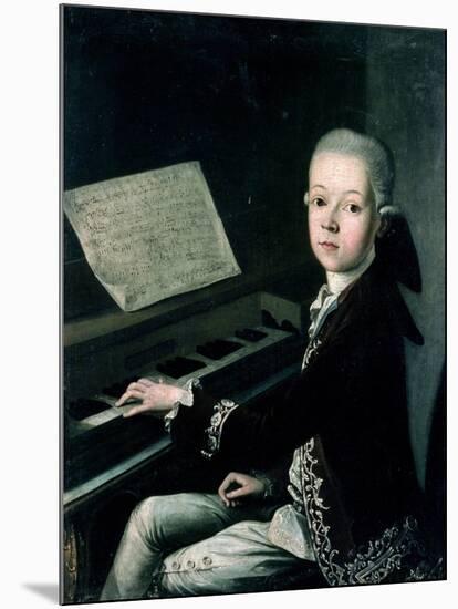 Portrait of Carl Graf Firmian at the Piano, Formerly Thought to be Mozart (1756-91)-Franz Thaddaus Helbling-Mounted Giclee Print