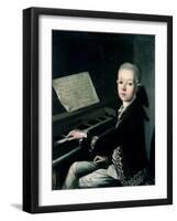 Portrait of Carl Graf Firmian at the Piano, Formerly Thought to be Mozart (1756-91)-Franz Thaddaus Helbling-Framed Giclee Print