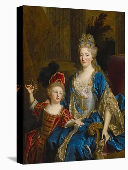 Portrait of Catherine Coustard, Marquise of Castelnau, with Her Son Leonor, C.1699-Nicolas de Largilliere-Stretched Canvas