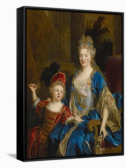 Portrait of Catherine Coustard, Marquise of Castelnau, with Her Son Leonor, C.1699-Nicolas de Largilliere-Framed Stretched Canvas