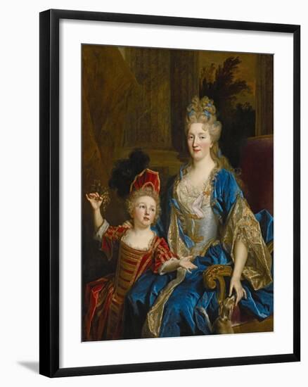 Portrait of Catherine Coustard, Marquise of Castelnau, with Her Son Leonor, C.1699-Nicolas de Largilliere-Framed Giclee Print