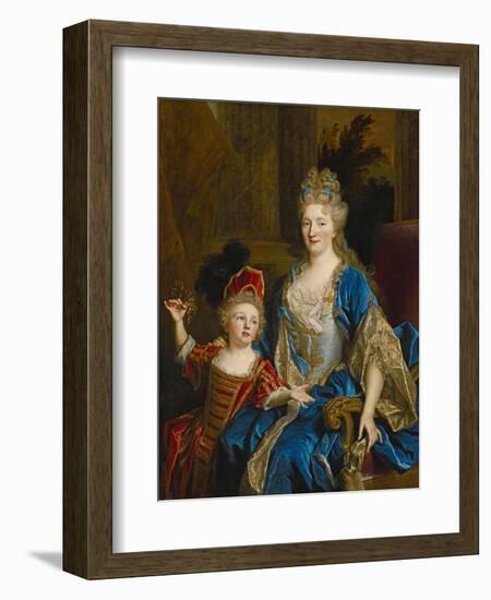 Portrait of Catherine Coustard, Marquise of Castelnau, with Her Son Leonor, C.1699-Nicolas de Largilliere-Framed Giclee Print