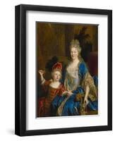 Portrait of Catherine Coustard, Marquise of Castelnau, with Her Son Leonor, C.1699-Nicolas de Largilliere-Framed Premium Giclee Print