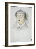 Portrait of Catherine De' Medici, C.1560-70 (Black Chalk and Sanguine on Paper)-Francois Clouet-Framed Giclee Print