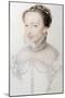 Portrait of Catherine De Medici, Facsimile of a 16th Century Drawing-null-Mounted Giclee Print