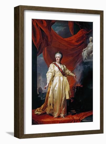 Portrait of Catherine II the Legislatress in the Temple Devoted to the Godess of Justice-Dmitry Levitzky-Framed Giclee Print