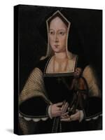 Portrait of Catherine of Aragon, with Her Pet Monkey (Copy after Lucas Horenbou), Ca 1530-null-Stretched Canvas