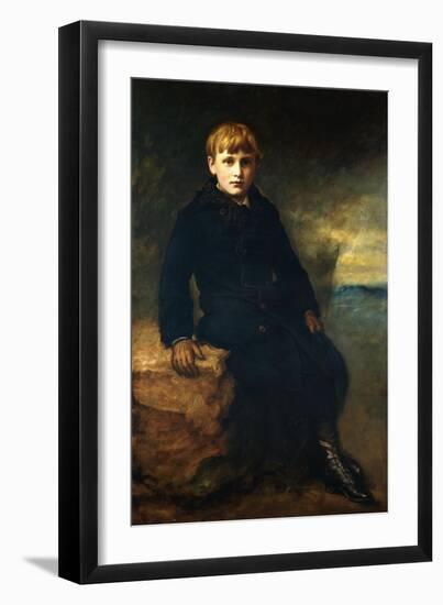 Portrait of Cecil Webb, Seated Full Length, Wearing a Black Coat with a Fur Collar, 1887-John Everett Millais-Framed Giclee Print
