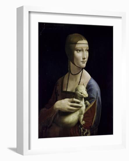 Portrait of Cecilia Gallerani (Lady with an Ermine)-Leonardo da Vinci-Framed Giclee Print