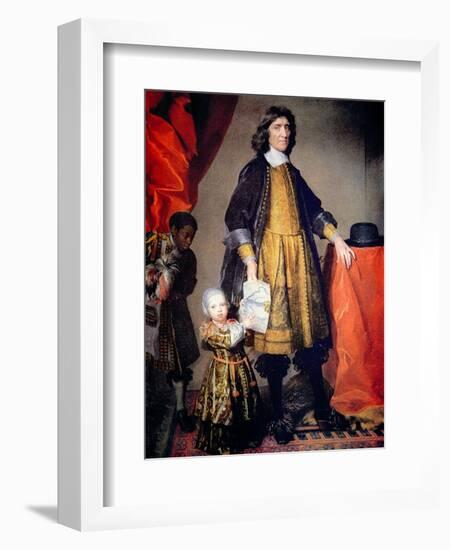 Portrait of Cecilius Calvert with His Grandson and Houseboy-Gerard Soest-Framed Giclee Print